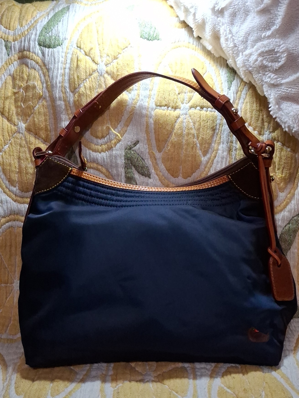 Dooney & Bourke Navy and Brown Shoulder Bag